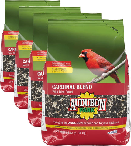 Audubon Park Cardinal Blend Wild Bird Food, Cardinal Bird Seed for Outside Feeders, 4-Pound Bag (Pack of 4)