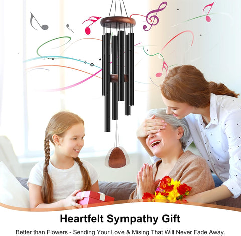 Bursvik 37" Aluminum Wind Chimes for Outside (2 Pack Black)