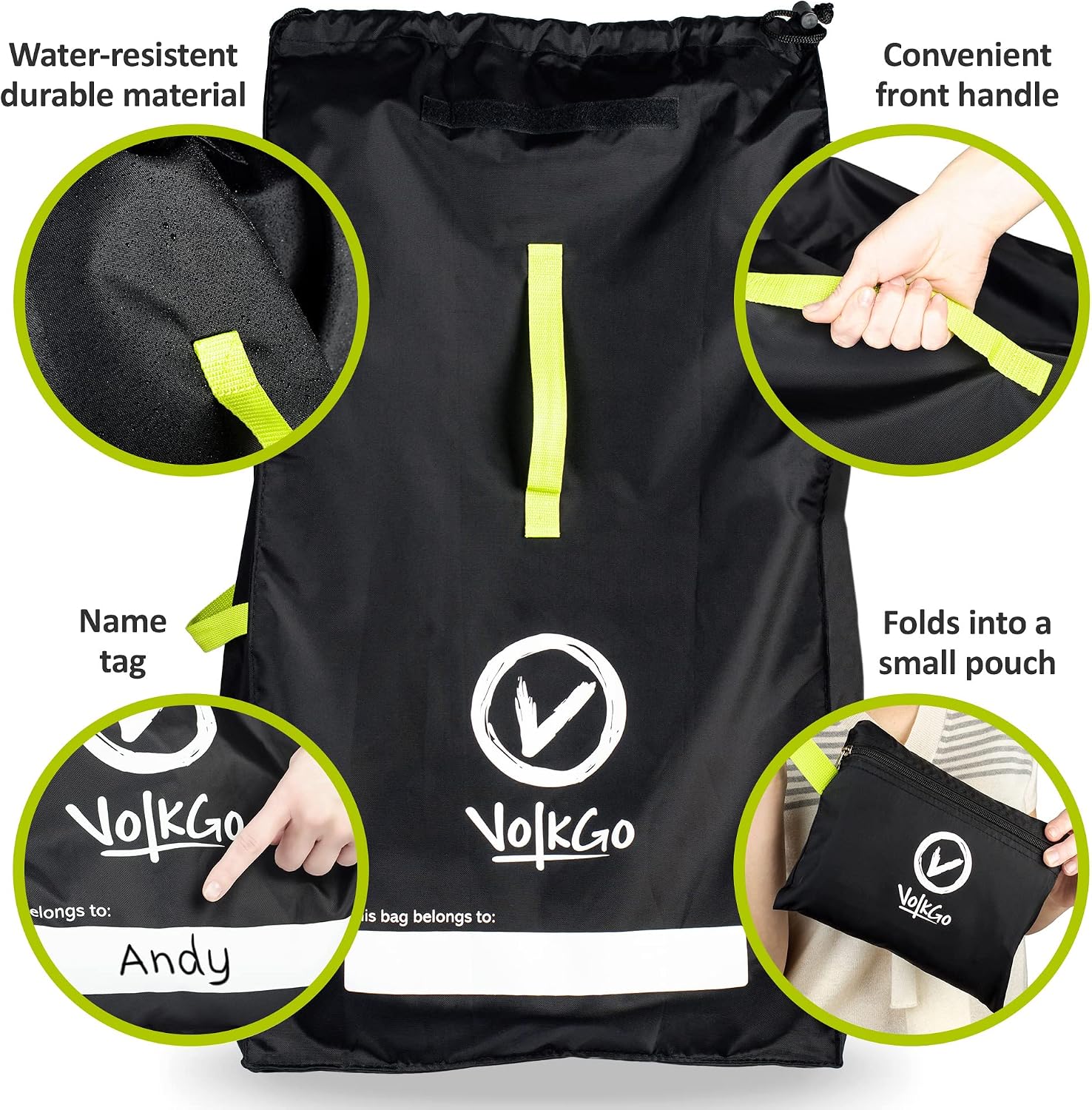 V VOLKGO Car Seat Travel Bag For Airplane with Carrying Handles, Car Seat Bags for Air Travel Carseat Travel Cover, Carseat Travel Bag Cover for Airplane Travel