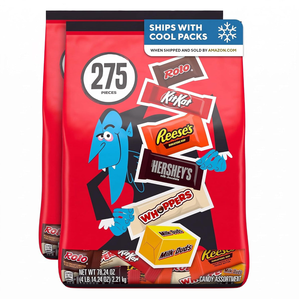 Hershey Miniatures Assorted Flavored, Halloween Candy Bulk Bag, 78.24 oz, 275 Pieces (Pack of 2)