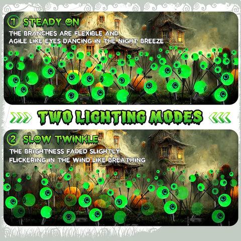 4 Pack Halloween Decorations Outdoor 24 LED Green Solar Eyeball Lights