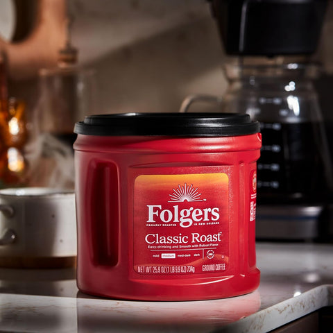 Folgers Classic Roast Ground Coffee, Medium Roast, 6 (25.9-Oz.) Canisters