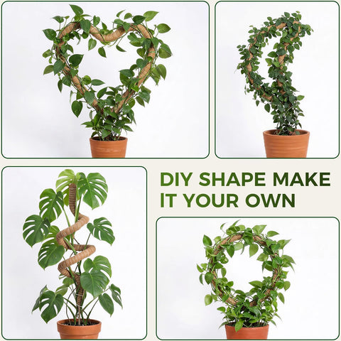 3 Pack Moss Pole Monstera Plant Support, 2 Pack 28" & 1 Pack 48" Bendable Plant Stakes Made of Real Coco Coir Support for Climbing Indoor Plants, Tall Moss Stick Trellis for Potted Climbers