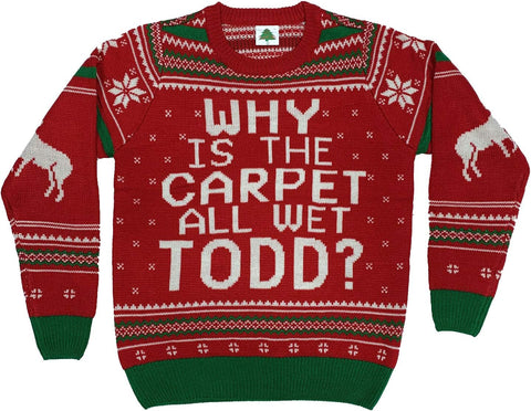 Why is the Carpet All Wet Todd Ugly Christmas Sweater Red