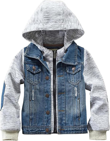 Mallimoda Kids Boys Girls Hooded Denim Jacket