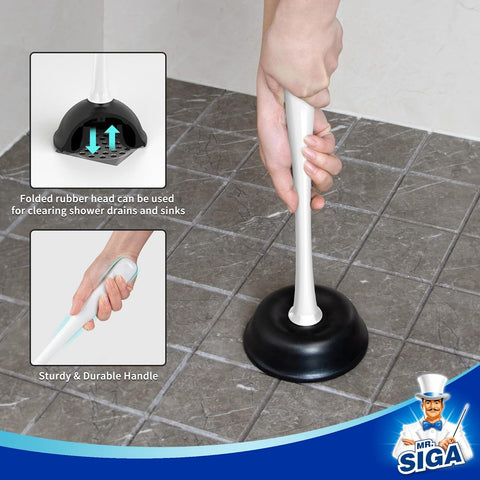 MR.SIGA Toilet Plunger and Bowl Brush Combo for Bathroom Cleaning, White (Pack of 12)