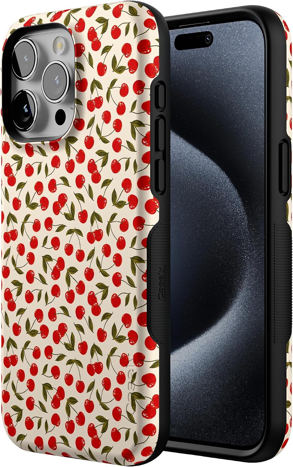 Casely iPhone 15 Pro Max Case | Cherry on Top | Red Cherries | Bold Protective Design | Compatible with MagSafe