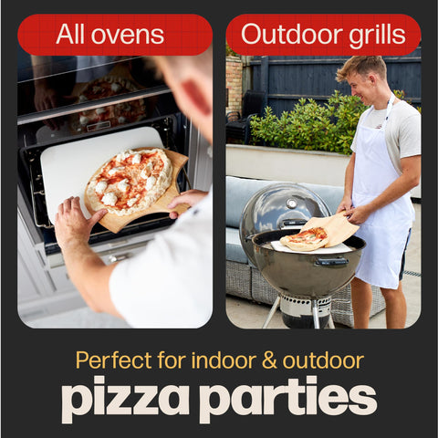 HANS GRILL PIZZA STONE | Rectangular Pizza Stone For Oven Baking & BBQ Grilling With Free Wooden Peel | Extra Large 15 x 12" Inch Durable Cordierite Cooking Stone.