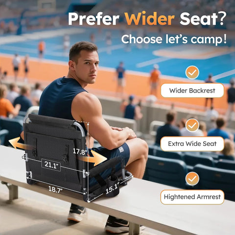 LET'S CAMP 2 Pack Folding Stadium Seats, Portable Bleacher Chairs