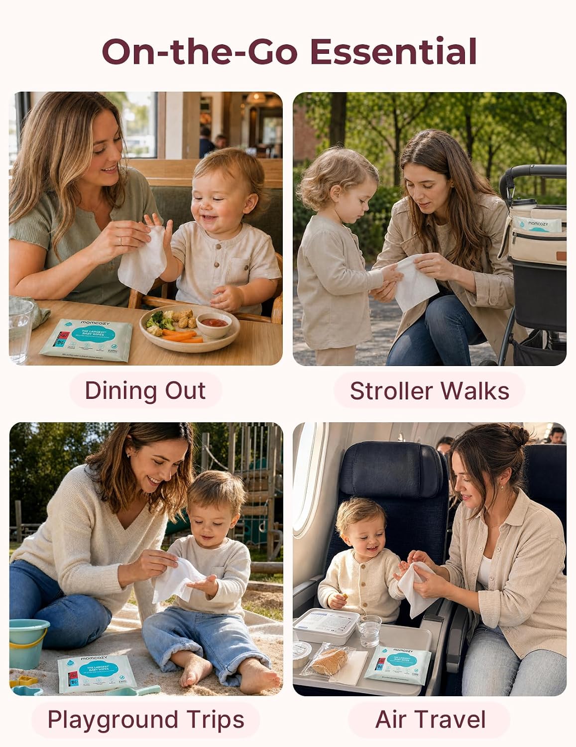 Momcozy Baby Wipes Travel Size, Extra Large 99% Water Based Wet Wipes