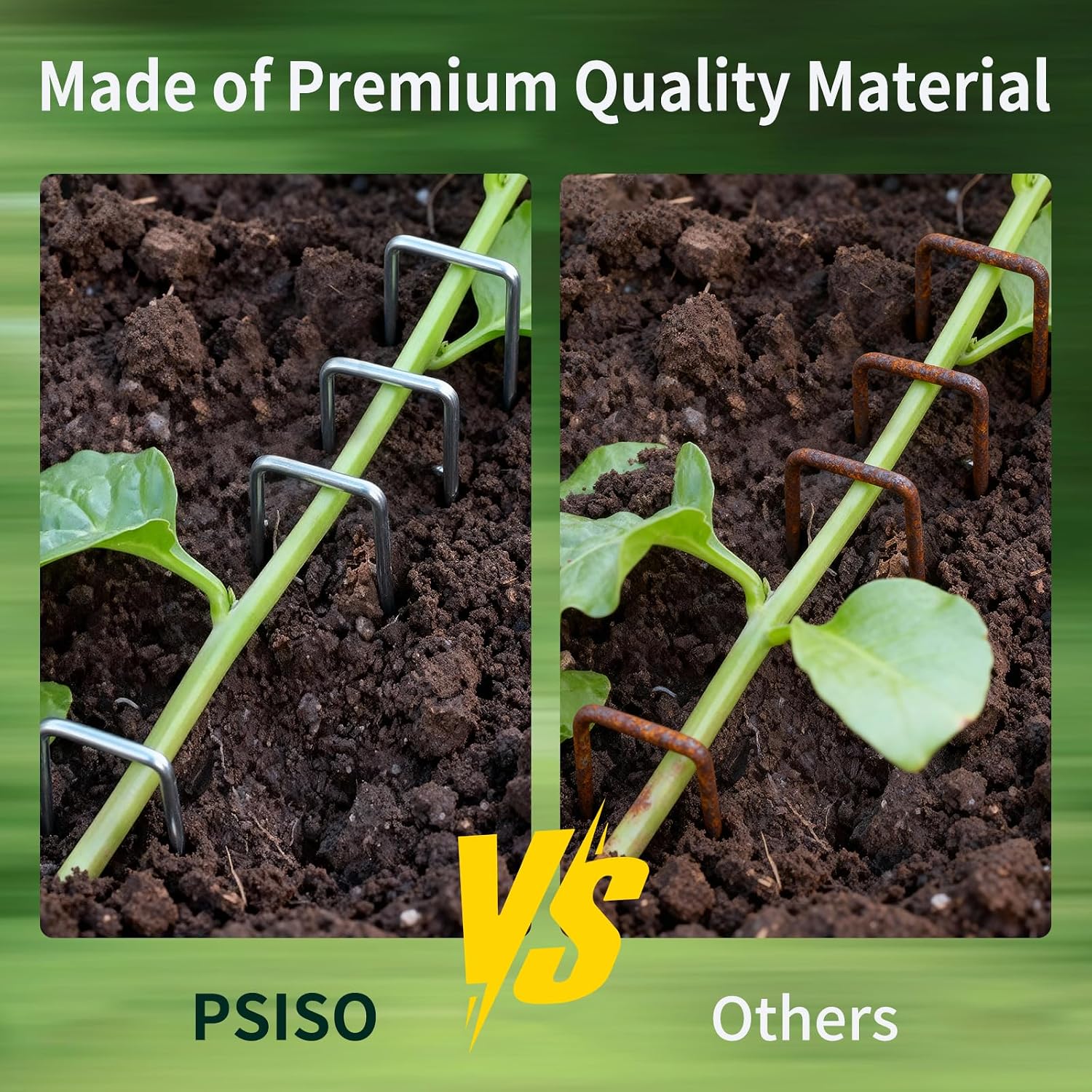 PSISO 80 Pack 6 Inch Galvanized U-Shaped Garden Stakes Landscape Staples, 12 Gauge Heavy Duty Tent Stakes Ground Yard Lawn Pins for Landscaping, Weed Barrier Fabric, Fencing, Outdoor Decor
