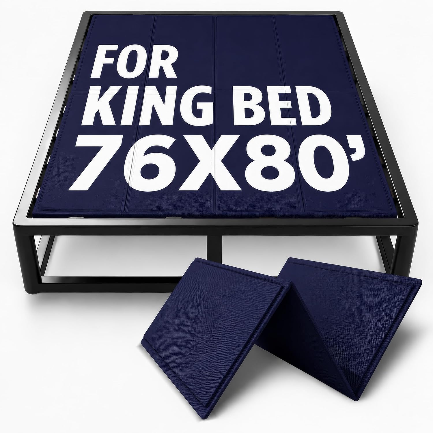 10mm Bunkie Board (76”x80”King Size) Lightweight Design | Low Profile Bed Support, Breathable, Noise Minimizing, Moisture Resistant | Folding Box Support Board | Split Fully Assembled