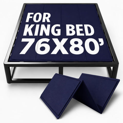 10mm Bunkie Board (76”x80”King Size) Lightweight Design | Low Profile Bed Support, Breathable, Noise Minimizing, Moisture Resistant | Folding Box Support Board | Split Fully Assembled