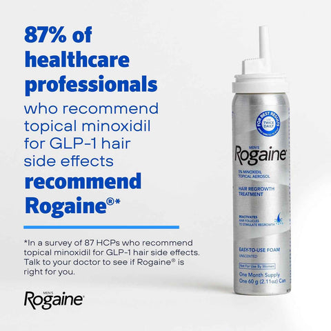 Men's Rogaine 5% Minoxidil Topical Foam, Unscented, 3 Mo Supply, 3x 2.11 Oz | Hair Regrowth Foam, Topical Hair Loss Treatment for Men, Regrow Fuller, Thicker Hair, Unscented, Aerosol, 3-Month Supply