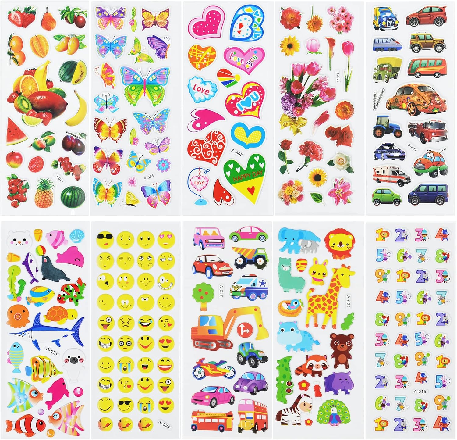 24 Sheets(500+) 3D Puffy Stickers for Toddlers Kids Boys Girls