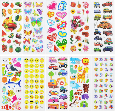 24 Sheets(500+) 3D Puffy Stickers for Toddlers Kids Boys Girls