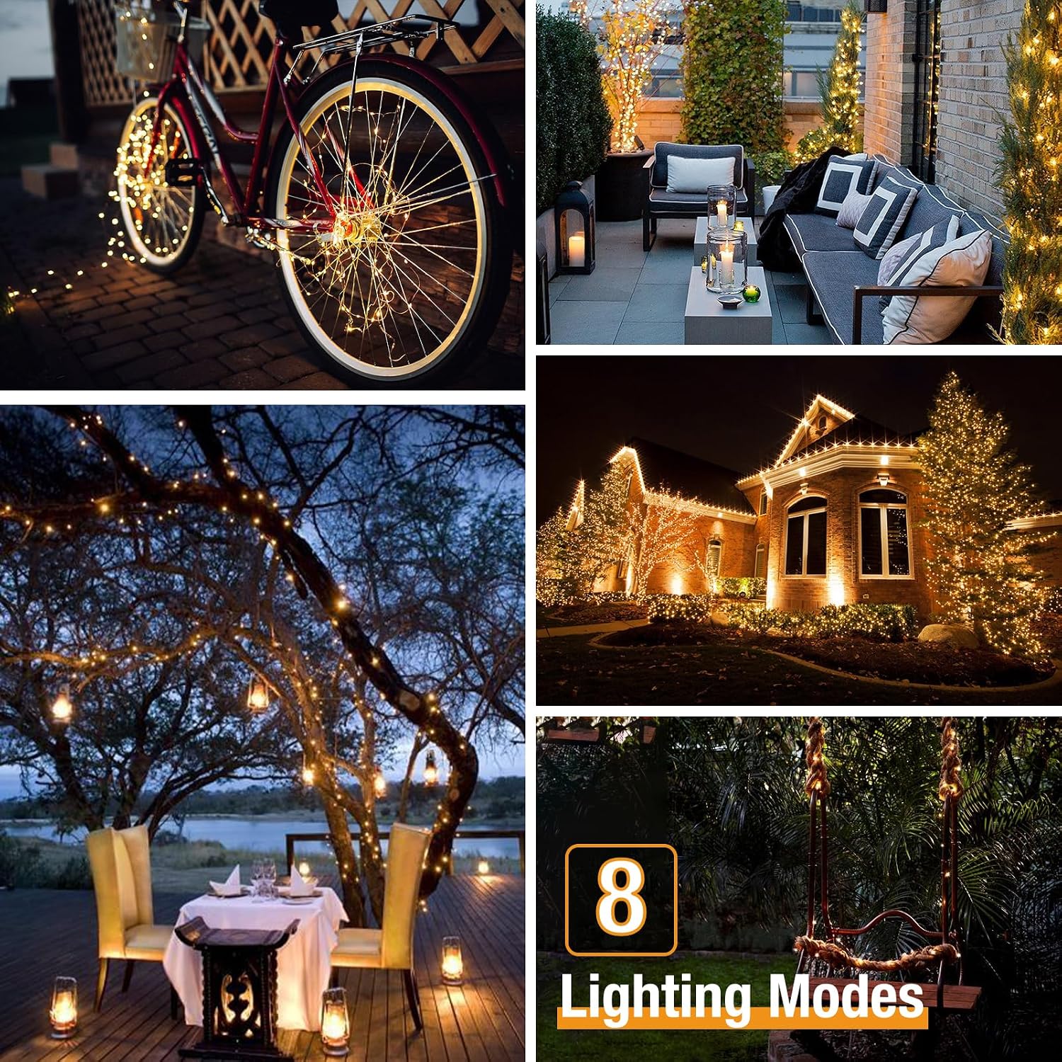 btfarm 4 Pack Solar String Lights Outdoor, Total 132FT 320LED Fairy Lights