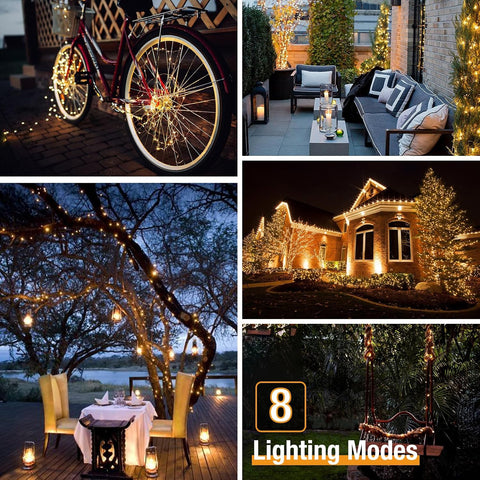 btfarm 4 Pack Solar String Lights Outdoor, Total 132FT 320LED Fairy Lights