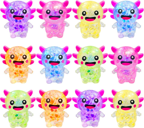 12 Pack Squishy Toy Balls Cute Stress Relief Stress Ball Fidget Toys Bulk Squishy Squeeze Ball Set for Adult Party Favors (Axolotl)