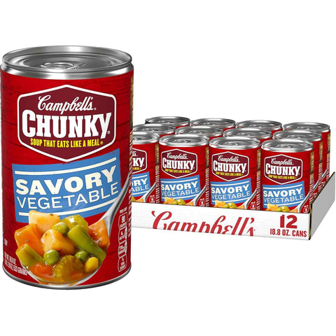 Campbell’s Chunky Soup, Savory Vegetable Soup, 18.8 Oz Can (Case of 12)