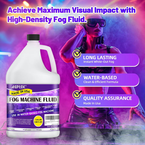 AGPTEK 1Gal Fog Machine Liquid, Water-Based Fog Juice for 400-1500W Foggers