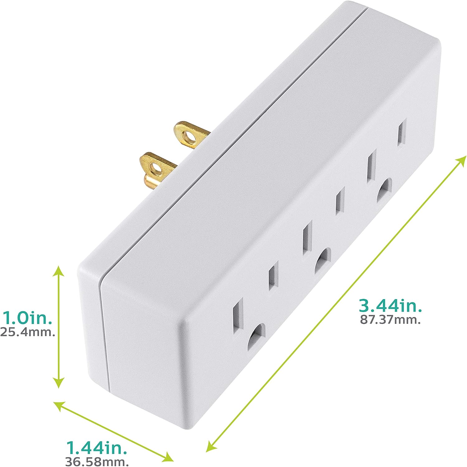 PHILIPS Outlet Extender, 2 Pack, 3 Outlet Multi Plug Wall Power Splitter