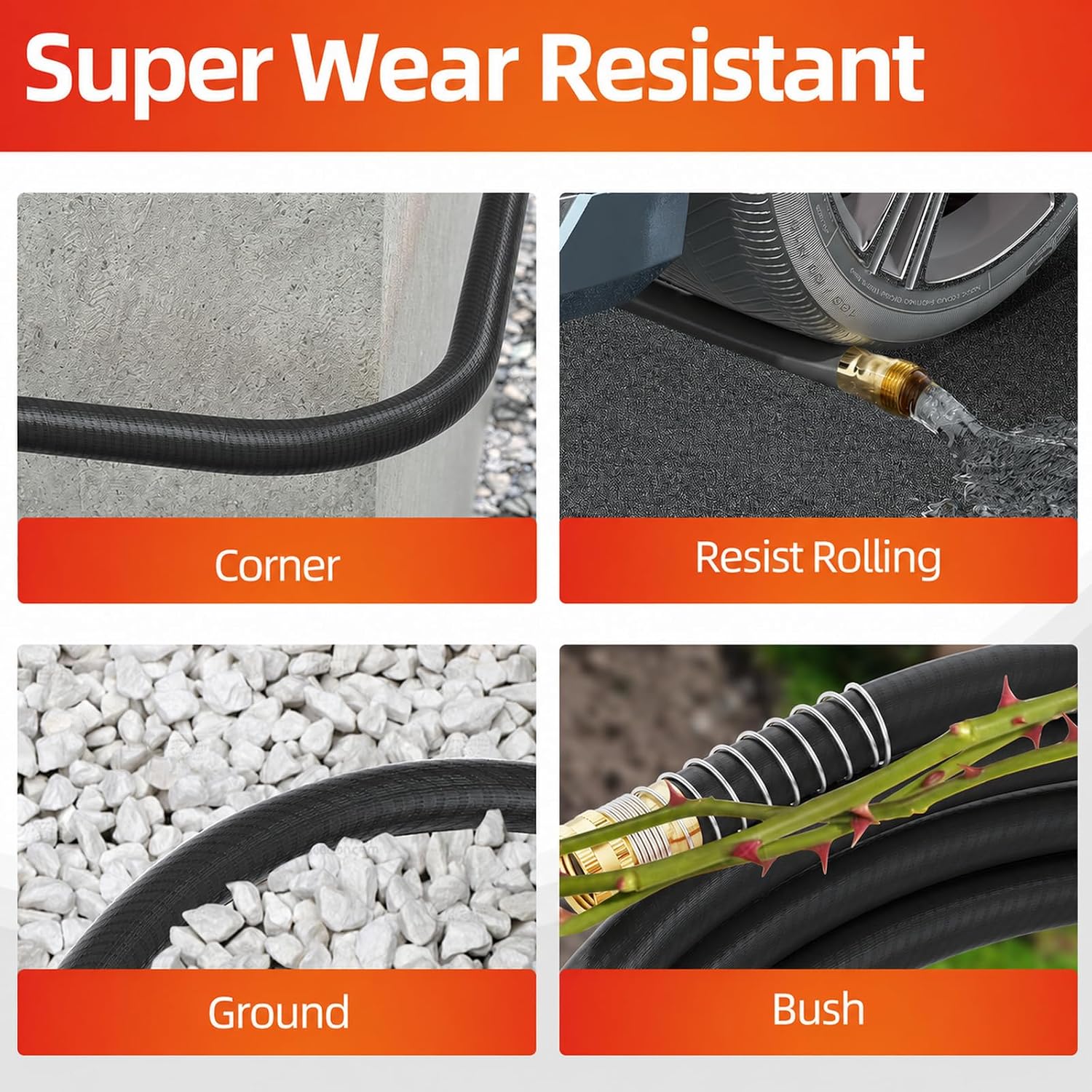 SPECILITE Garden Water Hose 100 ft x 3/4", Heavy Duty & Kink-less, Black