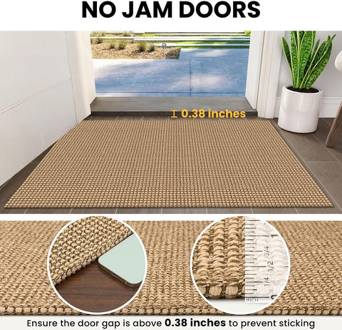 IOHOUZE Washable Runner Rug 3x6 Non Slip Rubber Backed Wide Hallway Runner Entryway Runner Indoor, Woven Kitchen Rugs Cotton Floor Carpet for Hall Entrance Bedroom, Orange/Tan/Brown