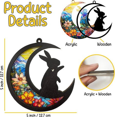 Rabbit Memorial Suncatcher, Personalized Bunny Remembrance Gift with Name & Date, Pet Loss Sympathy Keepsake, Bereavement Gift, Hanging Window or Car Decor