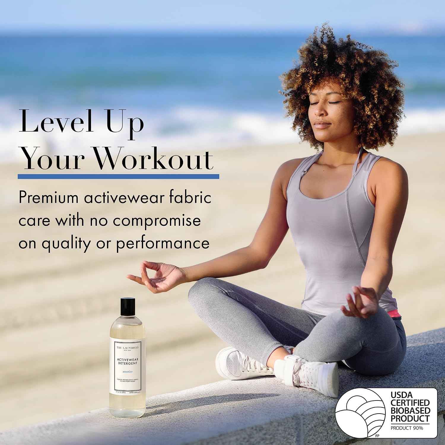 The Laundress Activewear Luxury Laundry Detergent, Marine Fragrance, 32 oz | 4-in-1 Enzyme Detergent for Workout Performance Fabrics, Fights Sweat Odors & Stains, 90% USDA Certified Biobased Product