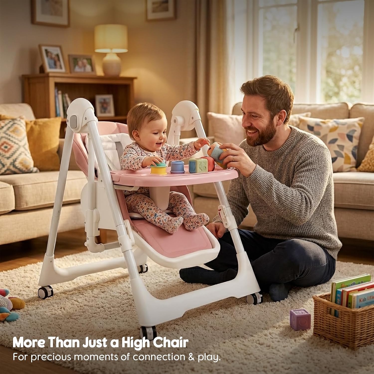 Foldable High Chairs for Babies and Toddlers Convert to Baby Rocker