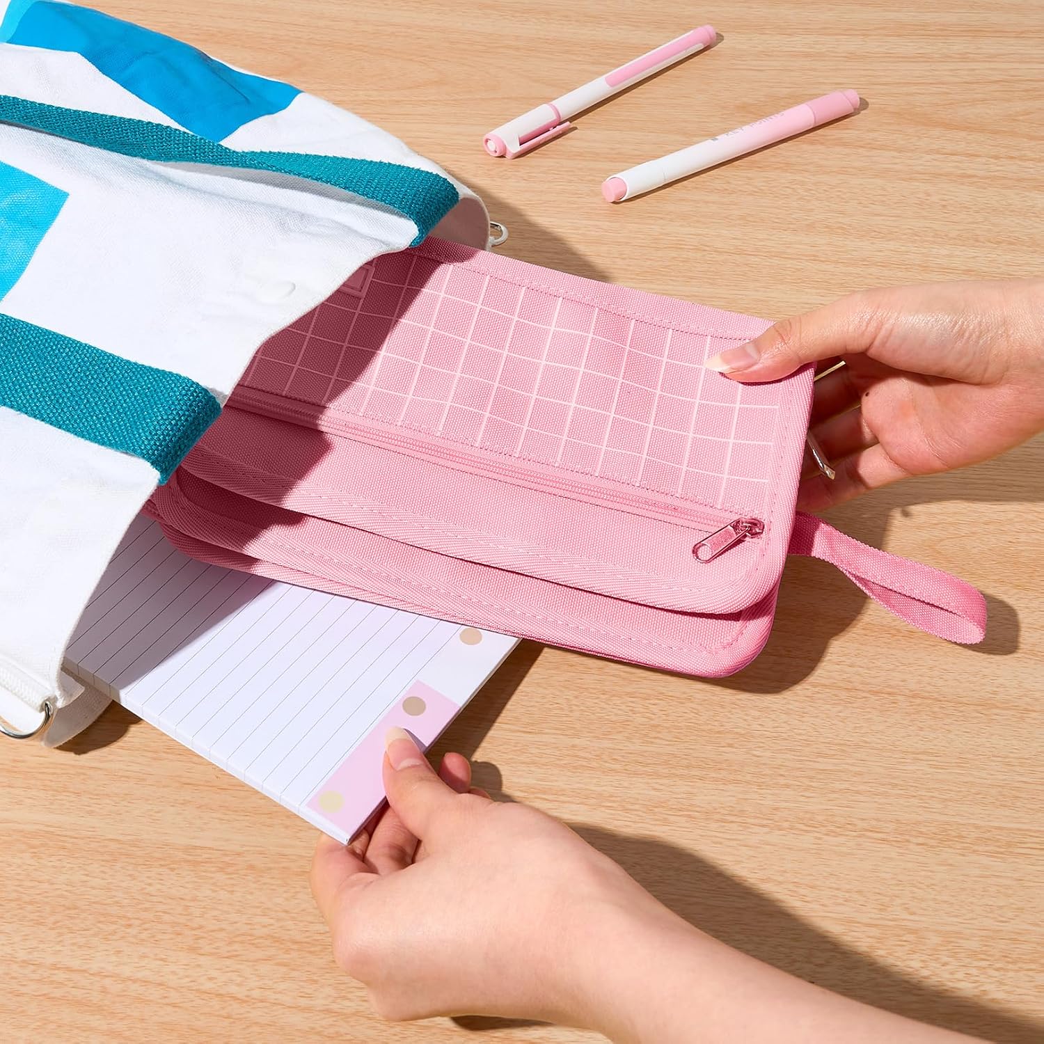 Sooez Big Pencil Case, Pencil Pouch, Pencil Bag, Pencil Box, Purple & Plaid