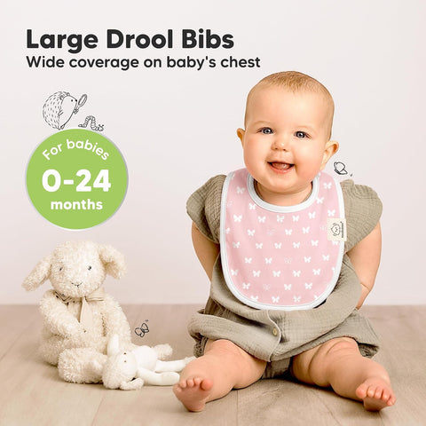 KeaBabies 8-Pack Organic Baby Bibs for Drooling and Teething (Butterflies)