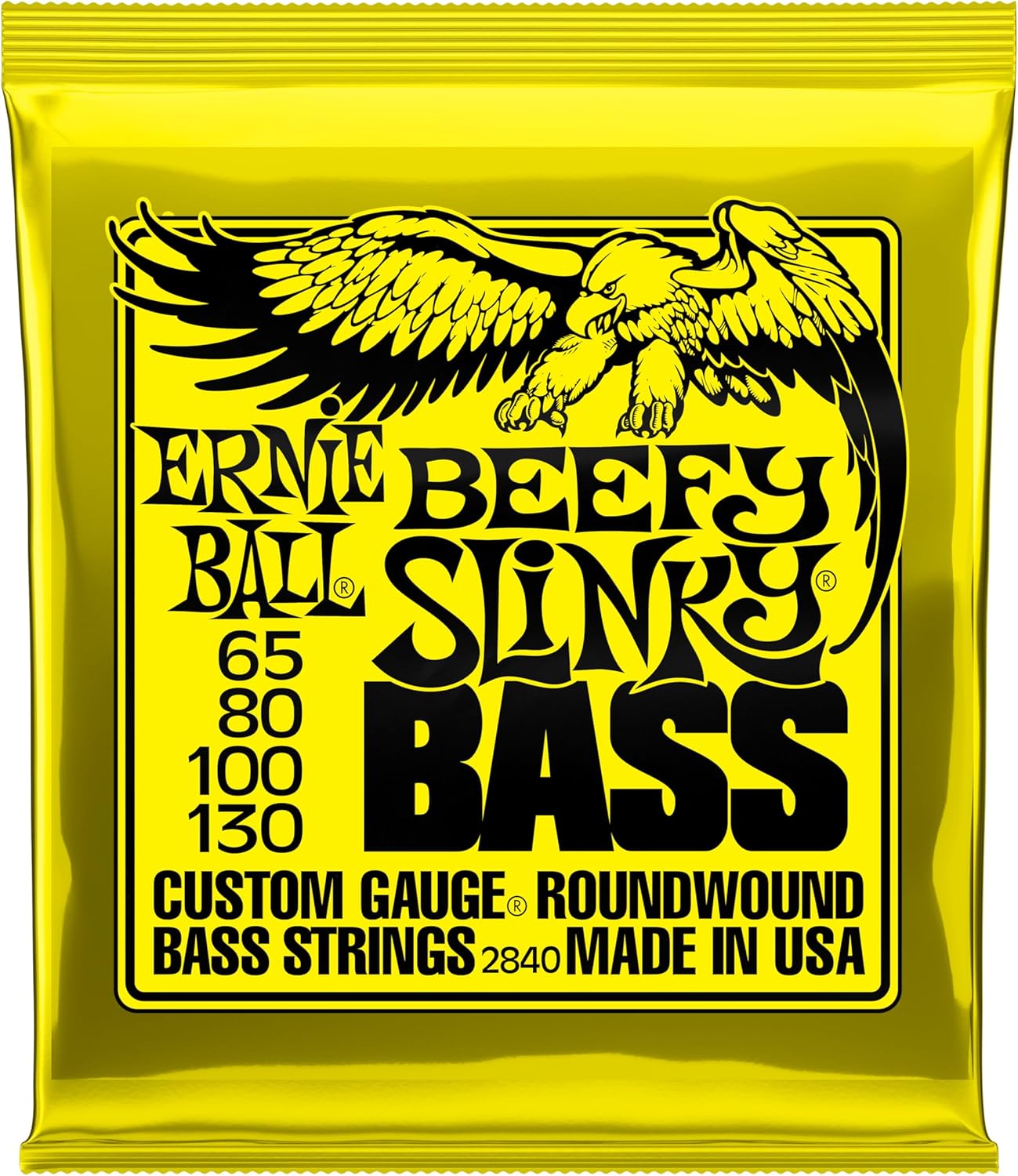 Ernie Ball Beefy Slinky Nickel Wound Bass Guitar Strings, 63-130 Gauge (P02840)