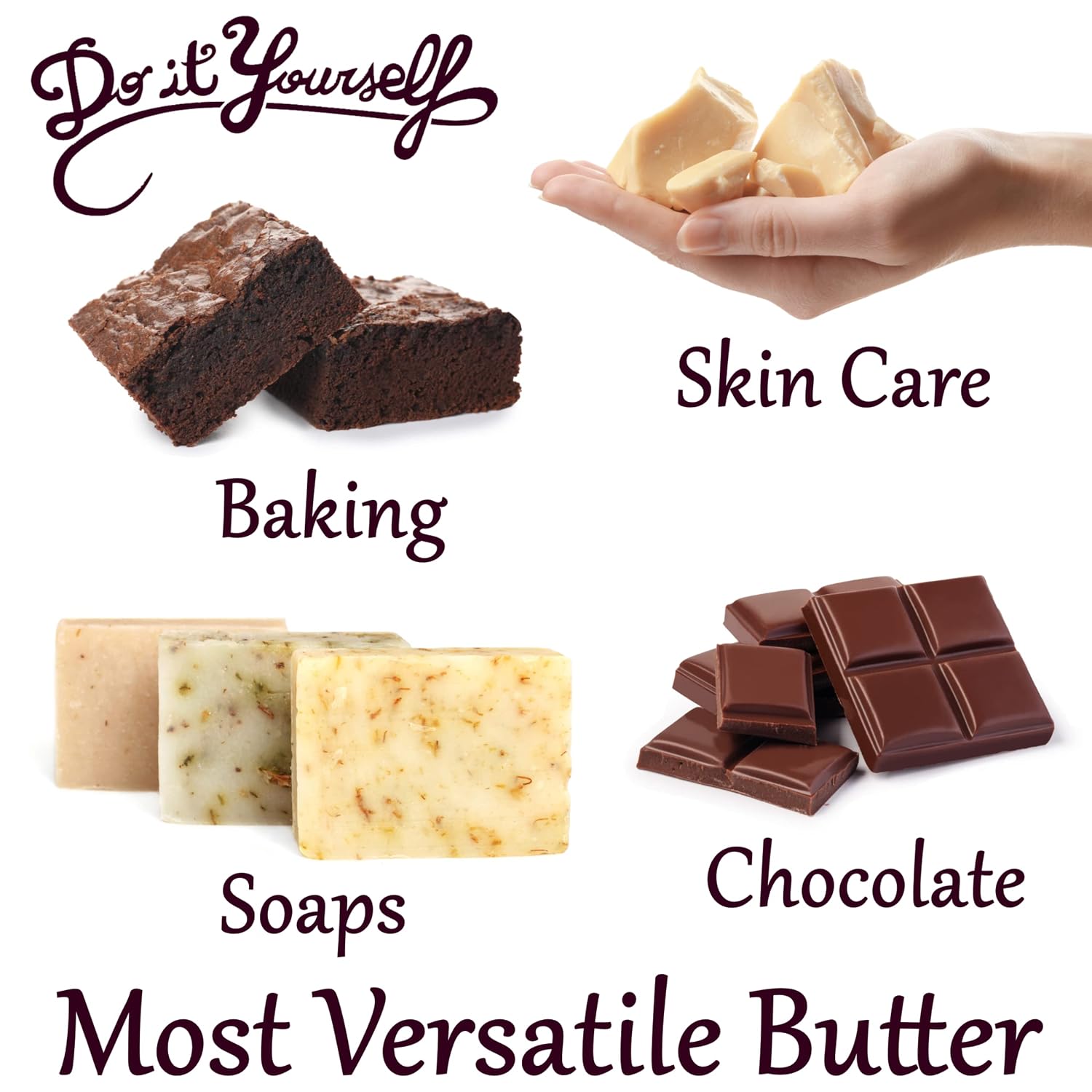 Plant Guru Raw Cocoa Butter 5 lbs. Bulk - 100% Pure Natural Unrefined FOOD GRADE Arriba Nacional Cacao Bean, Great For Chocolate Making, Soap, Lip Balm and Moisturizer For DIY Body Butters