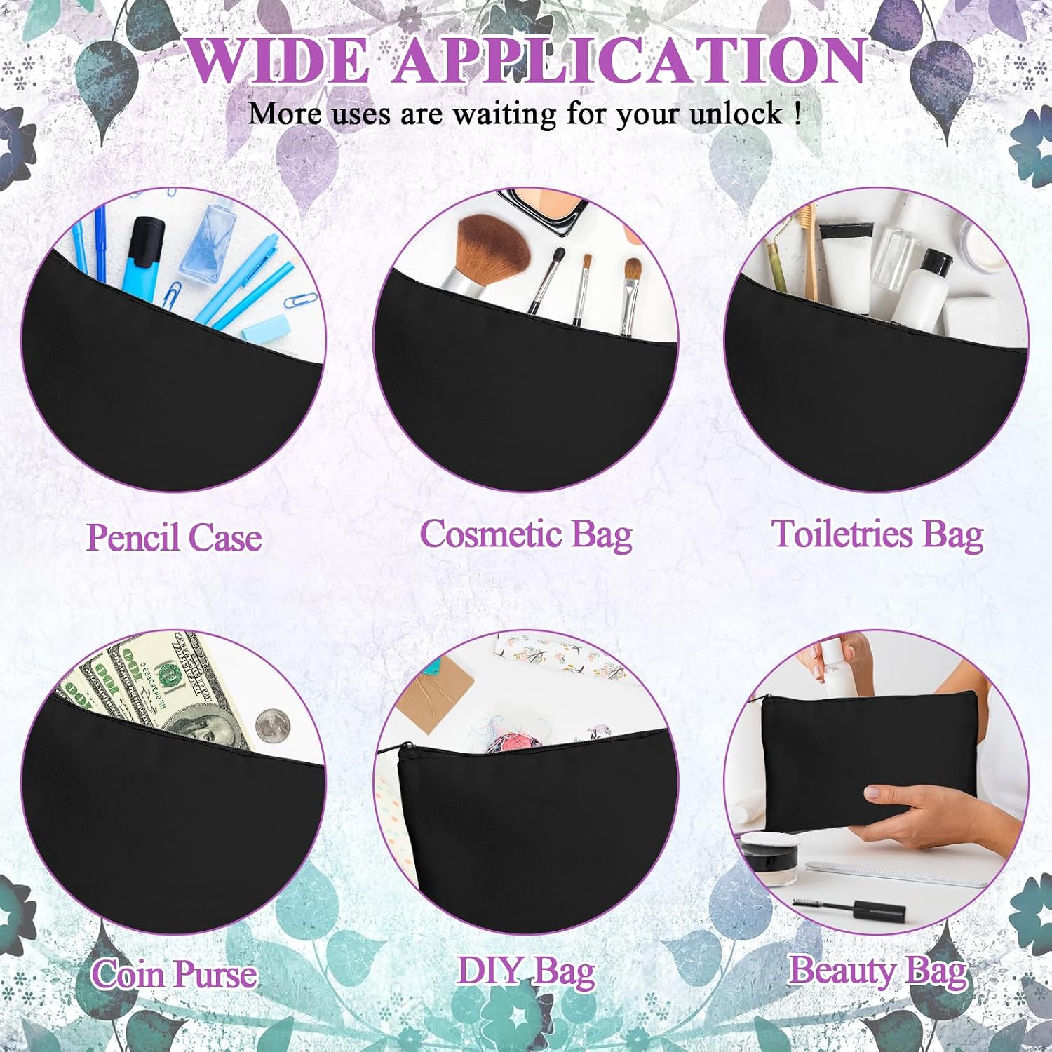Legigo Blank Canvas Bags Zipper Pouch Makeup Bags Pencil Pouch Bulk