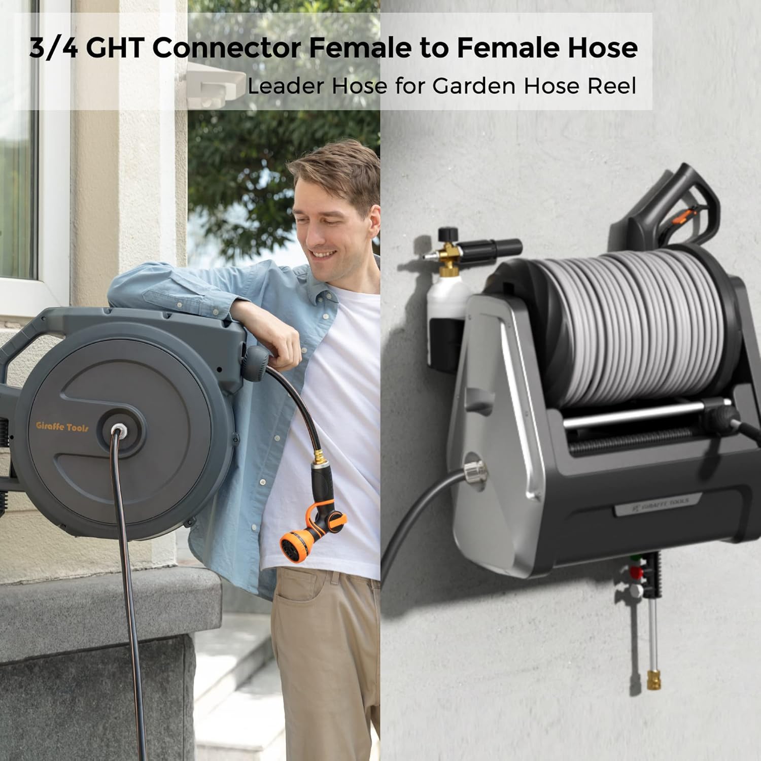 Giraffe Tools Garden Hose 5/8", 5ft Female to Female Leader Hose