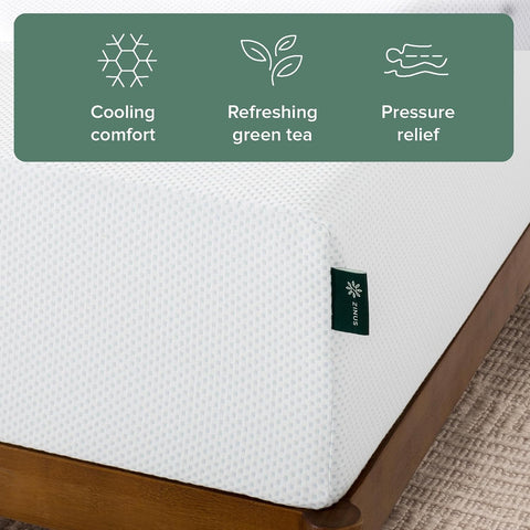 ZINUS 10 Inch Green Tea Cooling Gel Memory Foam Mattress / Cooling Gel Foam / Pressure Relieving / CertiPUR-US Certified / Bed-in-a-Box, Queen