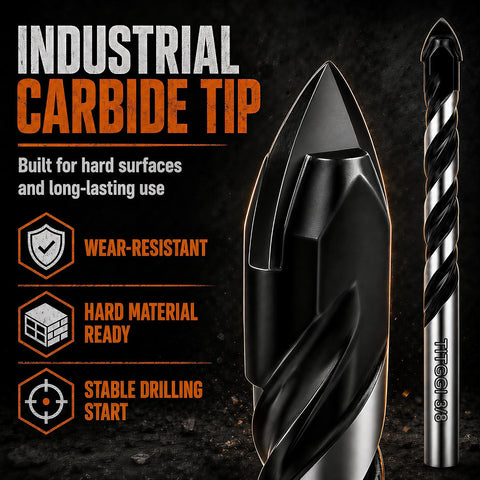 10-Piece Masonry Drill Bit Set & Concrete Drill Bit Set, 7 Sizes, 1/8"-1/2"