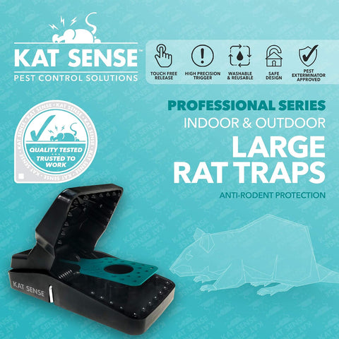 Kat Sense Rat Traps for House (12 Pack) Humane Rodent Trap for Instant Kill Results, Easy to Use Mouse Traps, Effective Anti-Rodent Solution, Reusable, Indoor ‘N Outdoor
