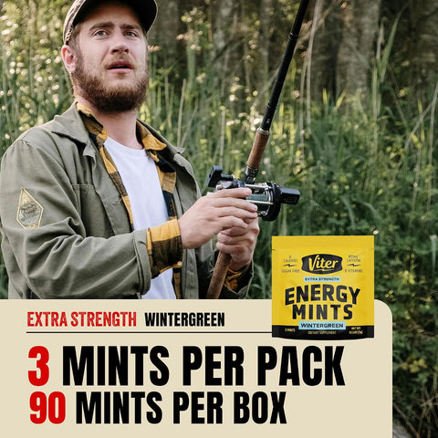 Viter Energy Extra Strength Caffeine Mints 80mg, Wintergreen, 30 Sachets