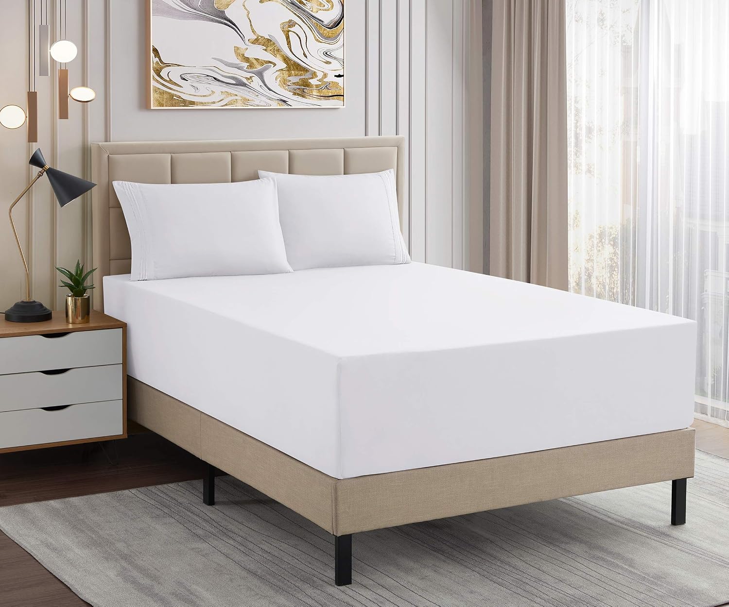 1500 Supreme Collection Extra Deep Pocket Sheets Set - Luxury Soft Bed Sheets, Wrinkle Free, Bedding, Over 40 Colors, 21 inch Extra Deep Pocket, Extra Deep - Cal King, White