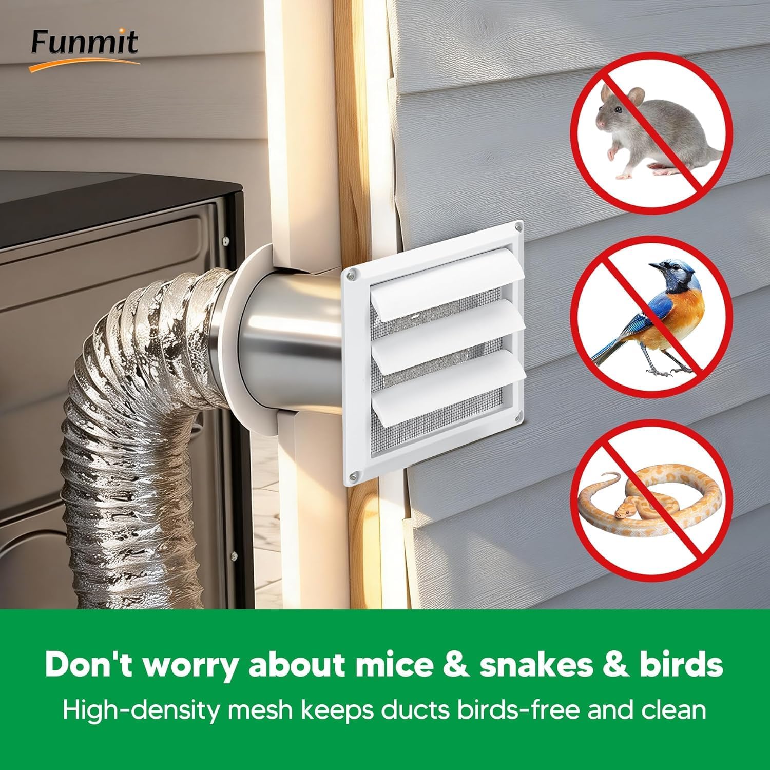 4 Inch Outdoor Dryer Vent Cover Louvered with Screen for Exterior Wall