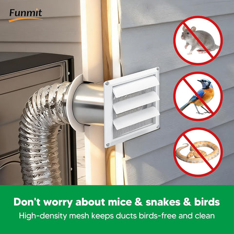 4 Inch Outdoor Dryer Vent Cover Louvered with Screen for Exterior Wall