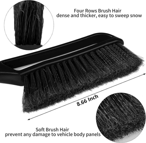 FOVAL 27" Snow Brush with Wider Ice Scraper (4.73" Width)(2 Pack), Snow Removal Car Brush with Comfortable Foam Grip for Cars, Trucks, SUVs, Windshield (Heavy Duty ABS, PVC Brush)