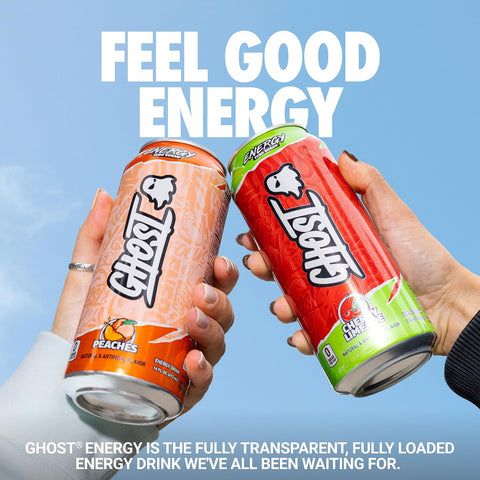 GHOST Energy Drink, Zero Sugars, 18-Pack, Variety Pack, 16oz