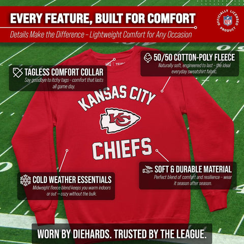 NFL Gameday Crewneck Sweatshirt, Cotton Fleece Pullover Men Women