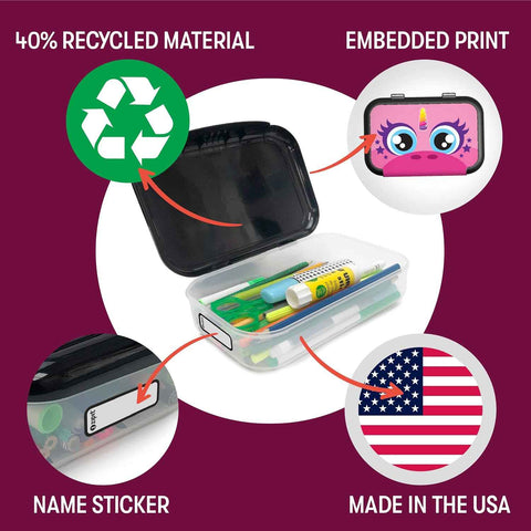 ZIPIT Recycled Plastic Pencil Box for Girls, Large Pencil Case, Unicorn