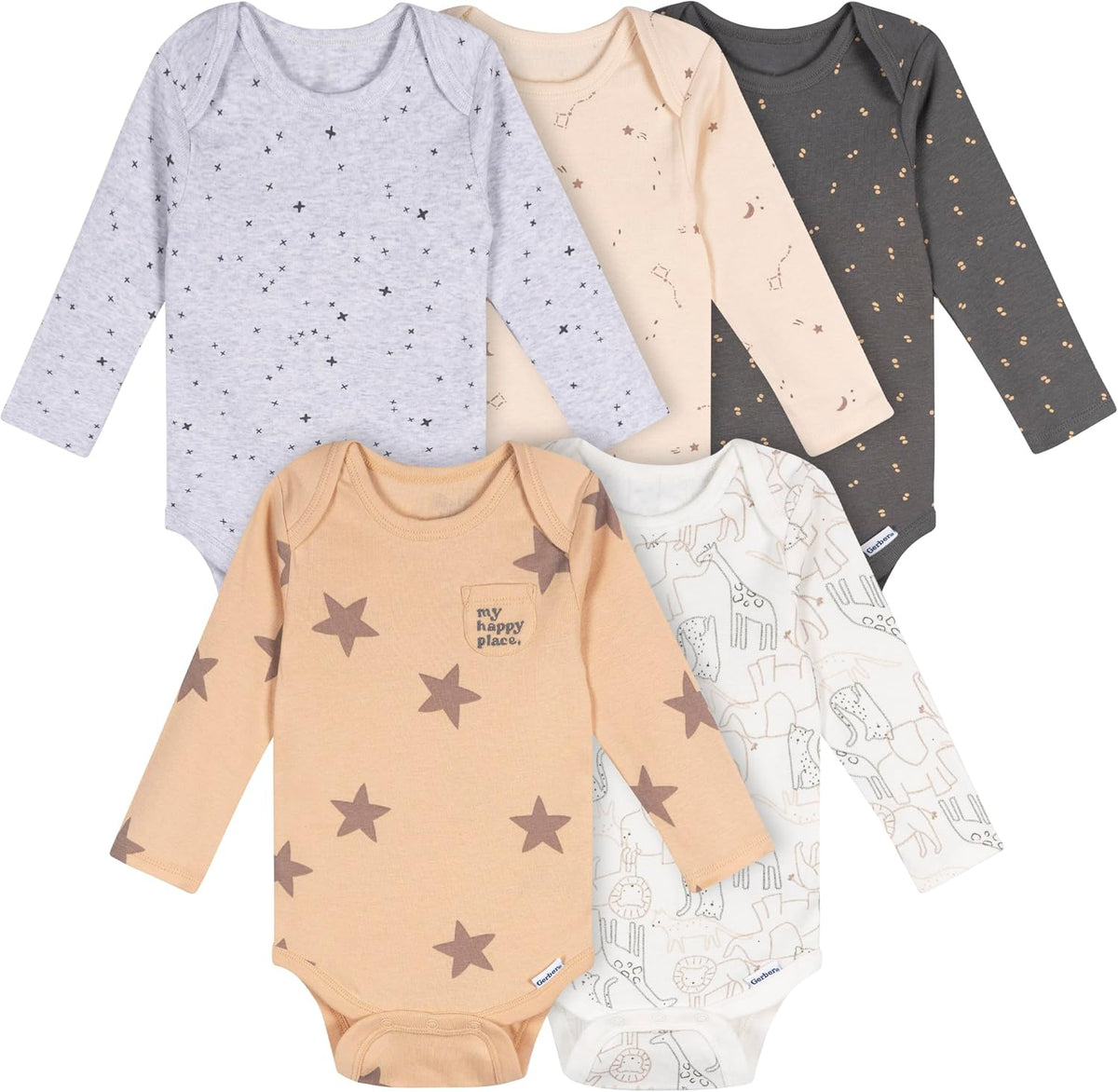 Gerber Baby 6 Pack Long-sleeve Onesies Bodysuit