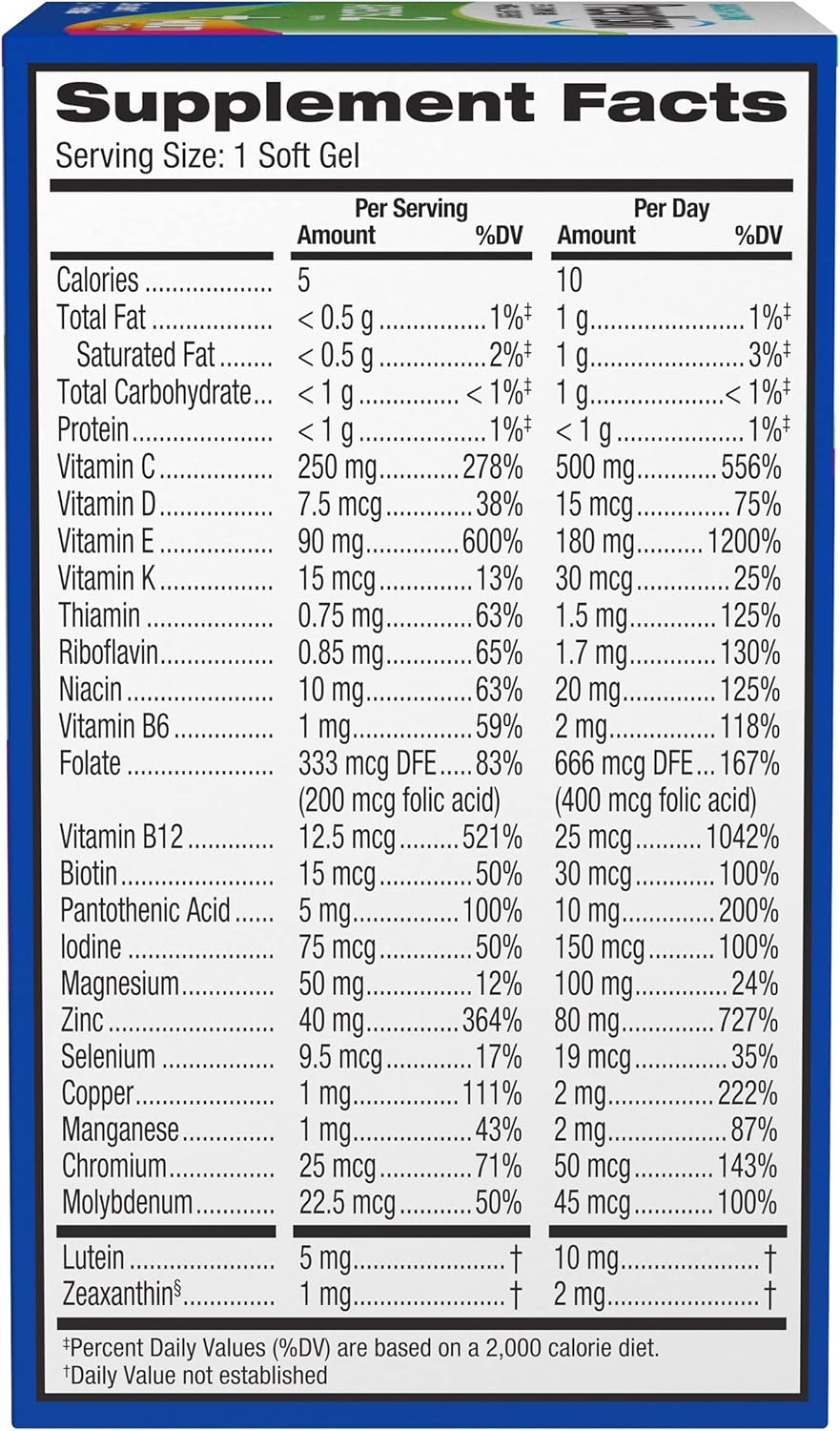 PreserVision AREDS 2 + Multivitamin Eye Vitamins, 100 Softgels | #1 Eye doctor recommended brand1, AREDS 2 formula, lutein, zeaxanthin, zinc, macular support*, 2-in-1 eye health supplement